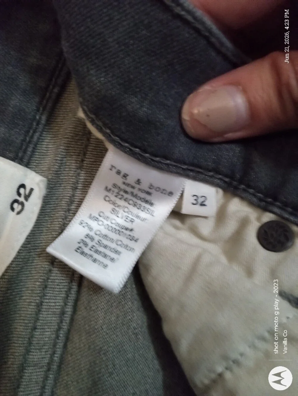 Anthropologie Rag & Bone Fit 1 Extra Slim Jean Skinny Grey Size 32 - Picture 7 of 10